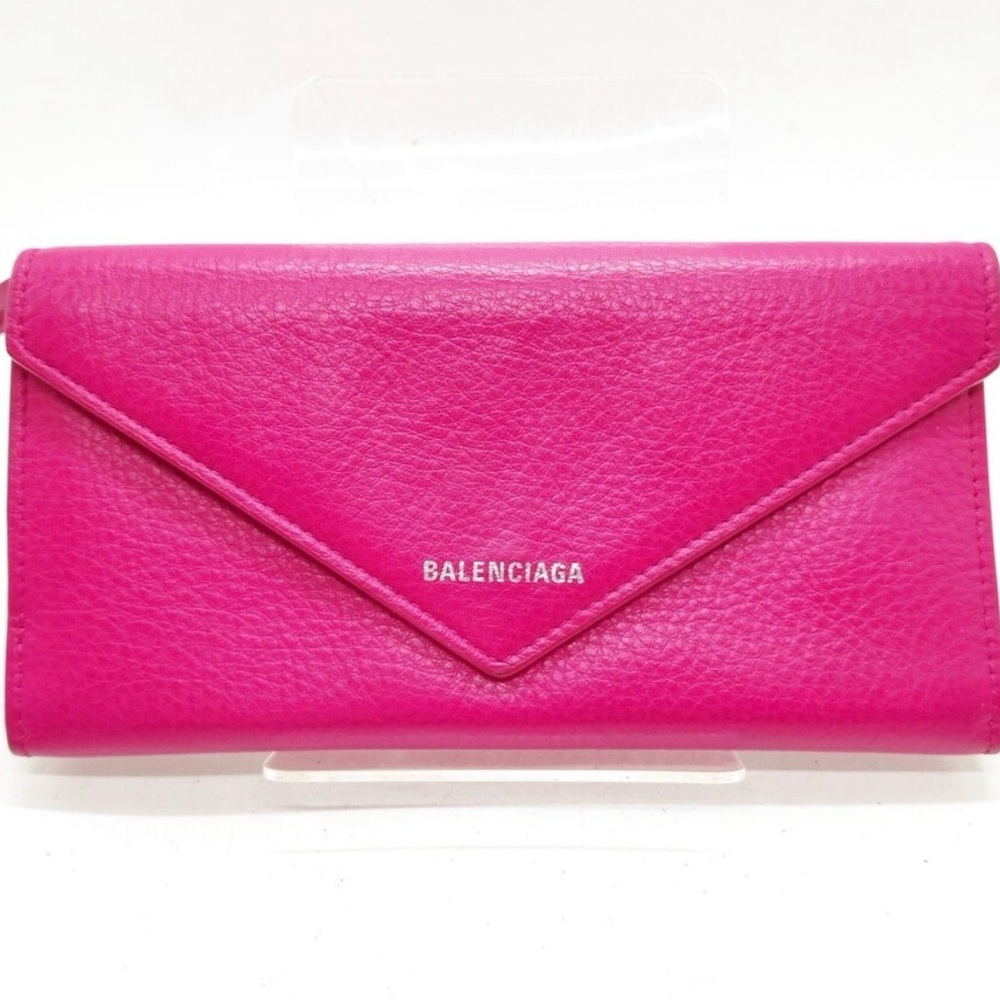 Balenciaga Fuschia Leather Envelope Wallet, Silver Hardware